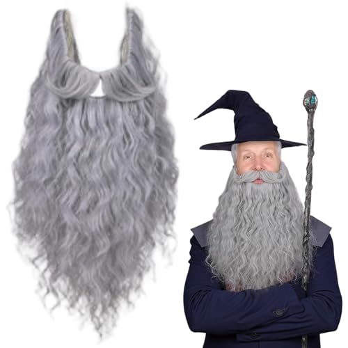 Hperu Zaubererbart 18 Zoll lang locker Grauer Bärte Realistisches Kostüm für Männer Halloween Party Hperu Zaubererbart 18 Zoll lang locker Grauer Bärte Realistisches Kostüm für Männer Halloween Party von Hperu