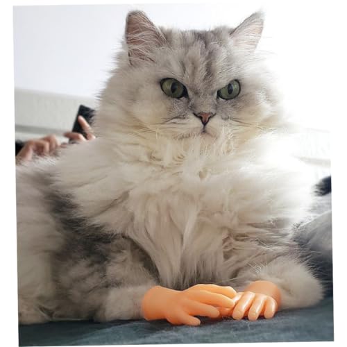 Katzenstiefel, Katzenpfotenabdeckungen, V-Sign Mini Hände Streich Katzenhandschuhe, menschliche Fingerform-Katzenfußabdeckungen Silikon Lustige interaktive kleine Hände zum Streicheln des Streiches von Hperu