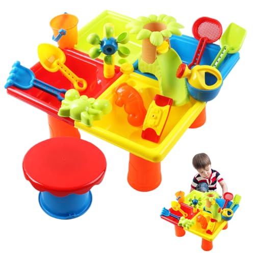 Kleinkind Wassertabelle, 25 PCS 4-Kompartiment Kleinkind Wassertabelle, quadratischer sensorischer Sand & Spiel mit Hocker, interaktives Outdoor-Strandspielzeug Kleinkind Wassertabelle, 25 PCS 4-Kompartiment Kleinkind Wassertabelle, quadratischer sensorischer Sand & Spiel mit Hocker, interaktives Outdoor-Strandspielzeug von Hperu
