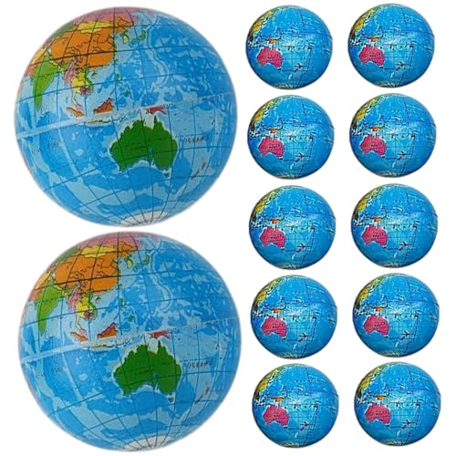 Mini Globe, 12pcs Mini Globe Stress Bälle 2.5 Soft Educational Earth Ball für Kids School (Multicolor) Erdball von Hperu