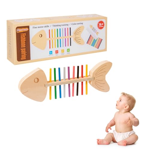 Montessori-Spielzeug für Kleinkind 36+ Monat, Holzfischbone-Farbsortierspielzeug, frühe lehrreiche farbenfrohe sensorische Spielzeuge für Jungen Mädchengeschenke, Sortieren Spielzeug für Kleinkinder Montessori-Spielzeug für Kleinkind 36+ Monat, Holzfischbone-Farbsortierspielzeug, frühe lehrreiche farbenfrohe sensorische Spielzeuge für Jungen Mädchengeschenke, Sortieren Spielzeug für Kleinkinder von Hperu