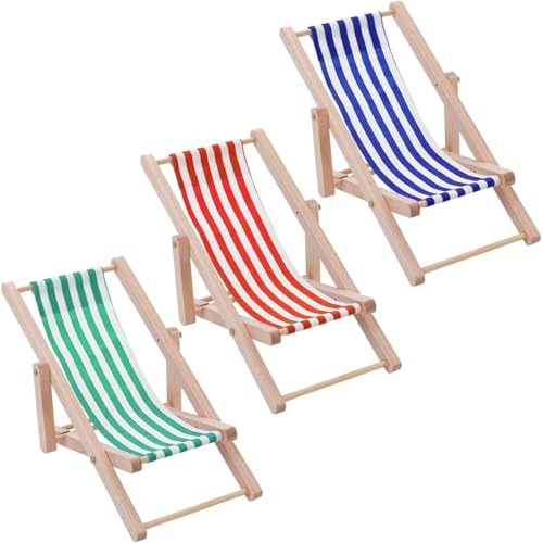 Puppenhauszubehör: 3 Stücke Miniaturpuppenhaus Strandstuhl, Mini Klappstuhl für Holzdeck für Innenräume im Freien im Freien Puppenhauszubehör: 3 Stücke Miniaturpuppenhaus Strandstuhl, Mini Klappstuhl für Holzdeck für Innenräume im Freien im Freien von Hperu