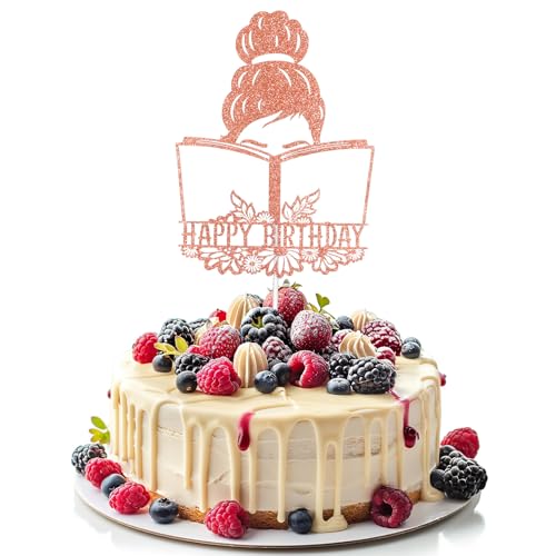 Hpmjz Kuchendekoration für Mädchen, mit Aufschrift "Happy Birthday", goldfarben, glitzernd, Cupcake-Topper, Jubiläumsdekoration, Zubehör für Desserts, Eis, Obst, Kekse, 1 Stück von Hpmjz