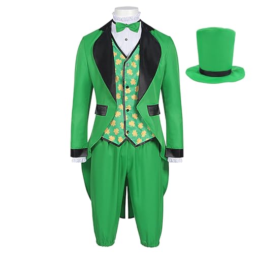 Hqunjikp St. Patricks Day Kostüm Anzug | St. Patricks Day Irisches Kostüm für Herren – Klassische Elemente, Kostüm-Requisiten für Geburtstagsfeiern, Feiern, Bühnenshows, Rollenspiele, Kostümpartys Hqunjikp St. Patricks Day Kostüm Anzug | St. Patricks Day Irisches Kostüm für Herren – Klassische Elemente, Kostüm-Requisiten für Geburtstagsfeiern, Feiern, Bühnenshows, Rollenspiele, Kostümpartys von Hqunjikp