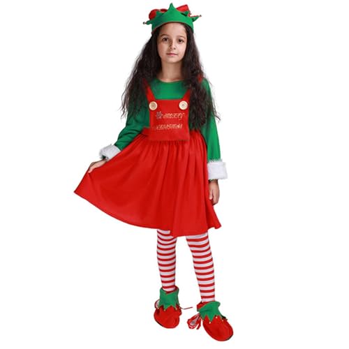 Hqunjikp Weihnachtselfen-Kostüm für Kinder, -Kostüm, Hut, Socken, Cosplay-Kleidung, Weihnachtsoutfit | bequemes -Kostüm, bezaubernd für Veranstaltungen und Versammlungen Hqunjikp Weihnachtselfen-Kostüm für Kinder, -Kostüm, Hut, Socken, Cosplay-Kleidung, Weihnachtsoutfit | bequemes -Kostüm, bezaubernd für Veranstaltungen und Versammlungen von Hqunjikp