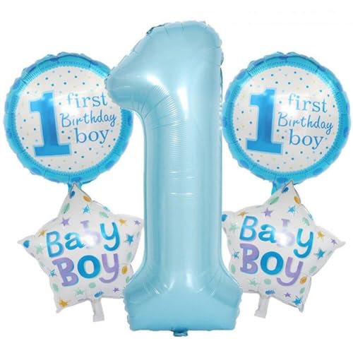 1. Geburtstagsdekoration Nummer 5pcs Nummer 1 Ballon Blue Theme Party Dekor Für Jungen Mädchen Einjährige Geburtstagsfeier von Hrippy