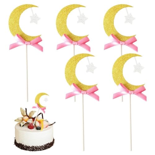 6pcs Crescent Mond Glitzer Cupcake Topper - Kuchendekorationen - Partydekor Feier Ramadan Eid Cake Dekorationen von Hrippy