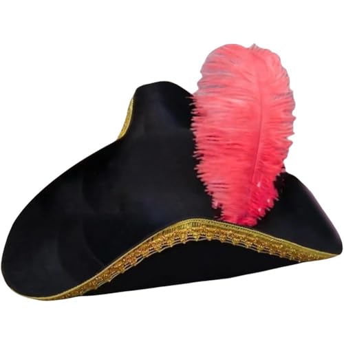 Dreispitz Piratenhut Schwarzer Kolonialhut Für Damen Herren Halloween Kostüm von Hrippy