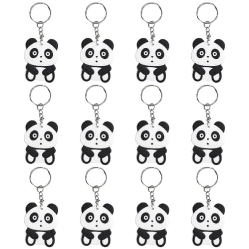 Hrippy Cartoon Panda Keychain 12pcs/set Tiere Keyring Niedliche Tierkopfform Key Ring Telefon Dekorationen Zubehör von Hrippy