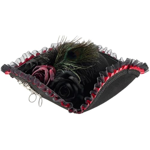 Hrippy Halloween-piratenhut, Vintage-dreispitz Spitzenbesatz Und, Halloween-cosplay-requisite Für Erwachsene, Kostümzubehör von Hrippy