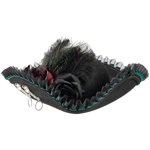 Hrippy Halloween-piratenhut, Vintage-dreispitz Spitzenbesatz Und, Halloween-cosplay-requisite Für Erwachsene, Kostümzubehör von Hrippy