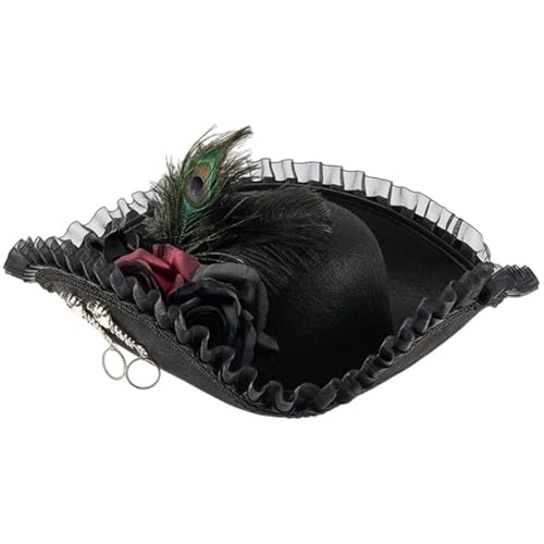 Hrippy Halloween-piratenhut, Vintage-dreispitz Spitzenbesatz Und, Halloween-cosplay-requisite Für Erwachsene, Kostümzubehör von Hrippy