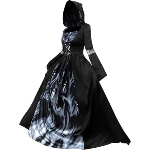 Hrippy Hexe Cosplay Kostüm Halloween Kapuzenkleid Korsett Kleid Zauberin Rollenspiel Gothic Flare Ärmel Umhang Bodenrock Hrippy Hexe Cosplay Kostüm Halloween Kapuzenkleid Korsett Kleid Zauberin Rollenspiel Gothic Flare Ärmel Umhang Bodenrock von Hrippy