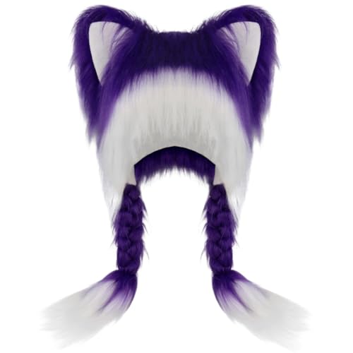 Hrippy Süße Plüsch Katze Hut Flauschige Ohr Kopfbedeckung Winter Warme Ohrenschützer Kopf Maske Halloween Cosplay Zubehör von Hrippy