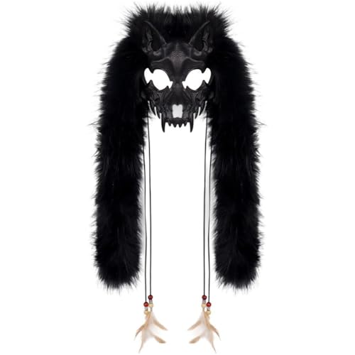 Hrippy Werwolf-masken, Realistische Werwolf-maske, Plüsch-kostümmaske, Kunststoff-wikinger-maske Für Mottopartys, Karnevalskostümpartys von Hrippy