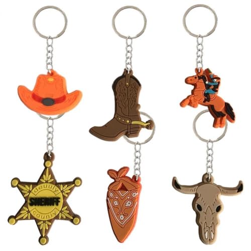 Hrippy Western Cowboy Keychain 12pcs Horse Boot Cowboy Hut Silikonschlüssel Ring Western Party Schlüsselbund Anhänger von Hrippy