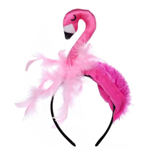 Hrlace Flamingo Haarreif Plüsch Kopfschmuck Hawaii-Flamingo Haarbänder Rosa Haarreifen Stirnband Kostüm Accessoire für Karneval Party Cosplay Verkleidung Mottoparty Foto Requisiten Standard von Hrlace