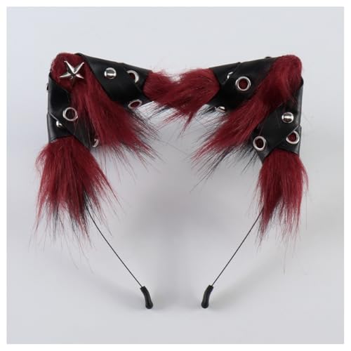 Hrlace Katzenohren Stirnband Kunstpelz Fuchs Punk Gothic Katzenohren-Haarreif Halloween Cosplay Tierohren Haarreif Katze-Ohren Haarband Stirnbänder für Damen Mädchen Party Kostüm Zubehör Rot-Schwarz Hrlace Katzenohren Stirnband Kunstpelz Fuchs Punk Gothic Katzenohren-Haarreif Halloween Cosplay Tierohren Haarreif Katze-Ohren Haarband Stirnbänder für Damen Mädchen Party Kostüm Zubehör Rot-Schwarz von Hrlace