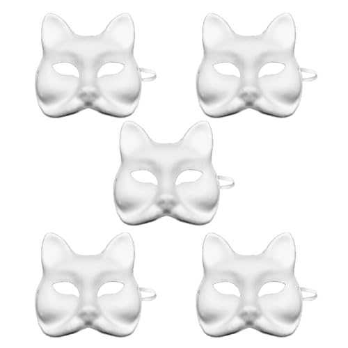 5pcs Weiße Füchse Maske Leere Diys Halloweens Maske Halbe Gesichtsmaske Maskeraden Cosplays Partyfarben Kostümprops von Hrtyvhin
