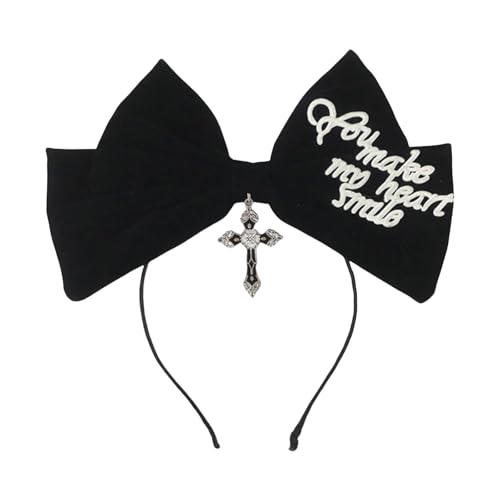 Hrtyvhin Auffällige Kreuze Haare Hoop Dark Halloween Kostüm Kopfstück Verstellbarer Retro Punk Stirnband Mit Dunklen Kreuzen von Hrtyvhin