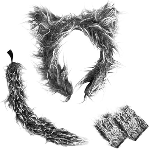 Hrtyvhin Elegantes Wolfs-Stirnbänder und -schwanz-Set für Kinder, Accessoire für Halloween, Dekoration und Geburtstagsparty-Kostüme Hrtyvhin Elegantes Wolfs-Stirnbänder und -schwanz-Set für Kinder, Accessoire für Halloween, Dekoration und Geburtstagsparty-Kostüme von Hrtyvhin