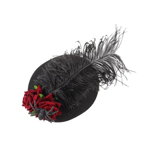 Hrtyvhin Gefiederte Blumen Faszinator Für Frauen Mädchen Halloween Cosplay Party Kostüm Top Rose Barrettes Dark Serie von Hrtyvhin
