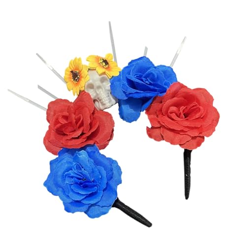Hrtyvhin Halloween Stirnbänder Der Toten Stirnband Blumenkronen Stirnband Mexikaner Kopfstück von Hrtyvhin