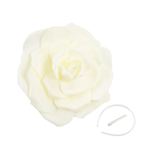 Hrtyvhin Lady Fascinator Elagant Stirnband Übergroße Rosenkopfschmuck Für Make Up Party Maskeraden Flapper Cosplay von Hrtyvhin