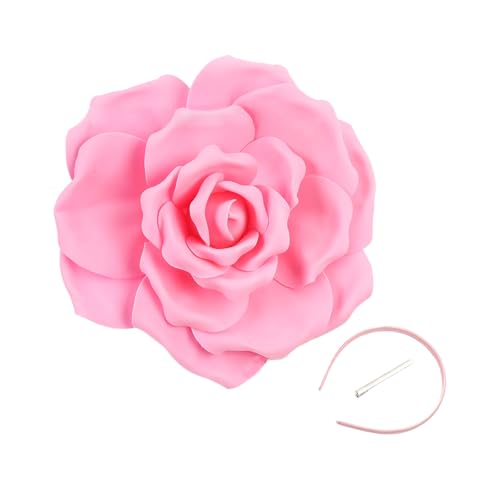 Hrtyvhin Lady Fascinator Elagant Stirnband Übergroße Rosenkopfschmuck Für Make Up Party Maskeraden Flapper Cosplay von Hrtyvhin