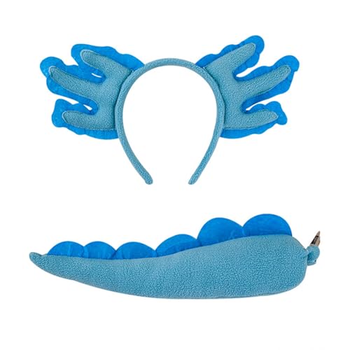 Hrtyvhin Salamander Stirnband Schwanz Cosplay Kostüm Haarhoop Geburtstagsfeier Requisiten Plüsch Haarband Gesicht Waschen Haarbandzubehör Waschen von Hrtyvhin