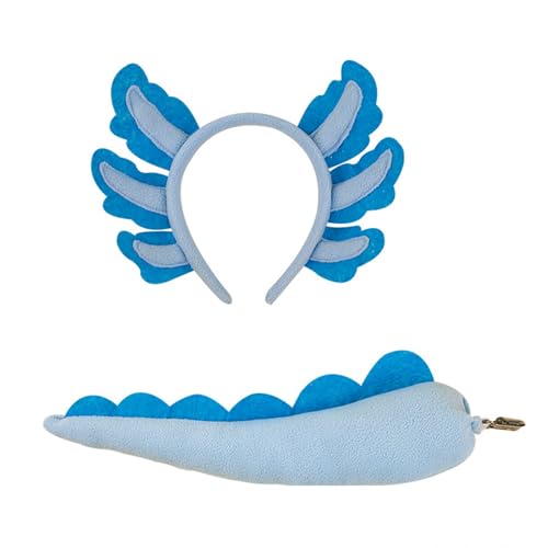 Hrtyvhin Salamander Stirnband Schwanz Cosplay Kostüm Haarhoop Geburtstagsfeier Requisiten Plüsch Haarband Gesicht Waschen Haarbandzubehör Waschen von Hrtyvhin