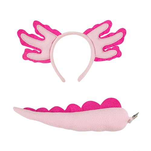 Hrtyvhin Salamander Stirnband Schwanz Cosplay Kostüm Haarhoop Geburtstagsfeier Requisiten Plüsch Haarband Gesicht Waschen Haarbandzubehör Waschen von Hrtyvhin