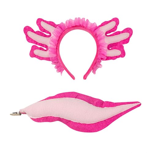 Hrtyvhin Salamander Stirnband Schwanz Cosplay Kostüm Haarhoop Geburtstagsfeier Requisiten Plüsch Haarband Gesicht Waschen Haarbandzubehör Waschen von Hrtyvhin