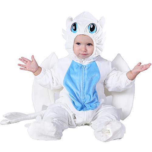 HSCTEK Drachenkostüm für Kleinkinder, Drachenkostüm für Babys, Drachentraining, für Neugeborene, Jungen und Mädchen, Halloween 2-3T, Weiß von Hsctek