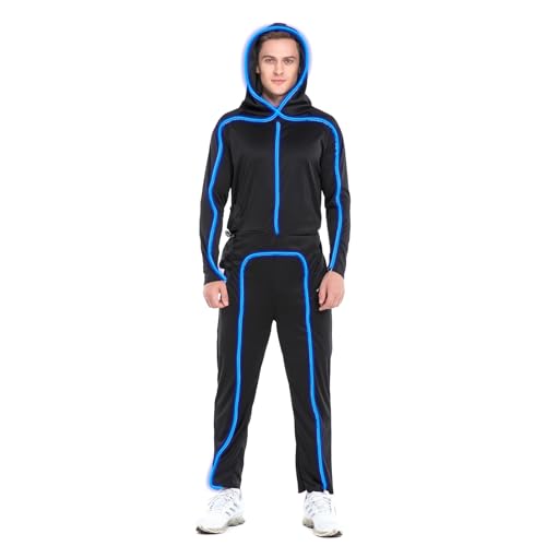 HSCTEK Leuchtende Strichmännchen-Kostüm für Erwachsene, Blau, XL von Hsctek