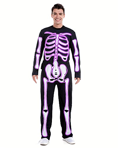 HSCTEK Skelett-Kostüm für Erwachsene (aktualisierter EL-Draht), Violett, XX-Large von Hsctek