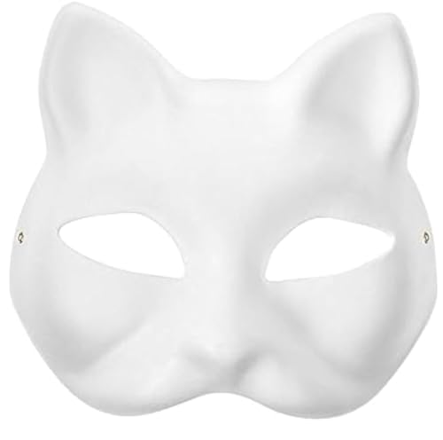1/3/6/10 Stück Katzenmaske, DIY Blank- Therian-Maske, Masken zum Dekorieren, weiße Papiermaske, bemalbare Blank-Masken für Cosplay, Halloween, Karneval, Maskerade, Tanzparty, Festival, Aufführung, von HshDUti