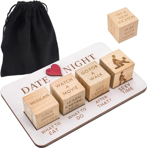 Date Night Dice Wooden Portable Dice Set Romantic Funny Date Night Ideas for Couples Unique Dice Games with Pouch Storage for Couples Valentine's Day Birthday With Black Bag von HshDUti