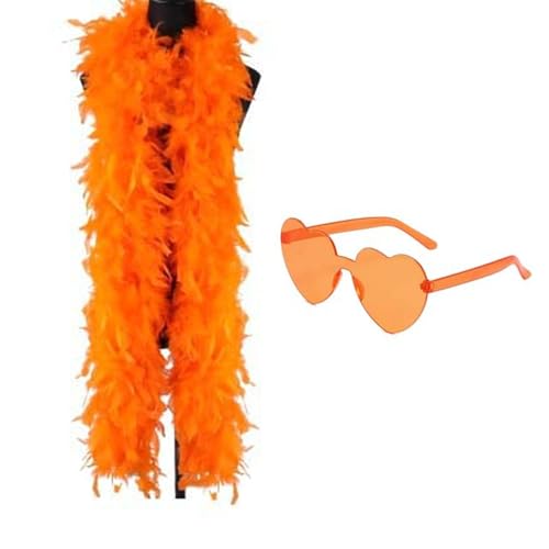 Federboa, 1,8 m, bunte Federboa mit Herz-Sonnenbrille, zarter Federschal, Truthahnboa-Federn für Party, Weihnachten, Tanzaufführungen, Hochzeiten und Karnevalsfeiern, Orange Federboa, 1,8 m, bunte Federboa mit Herz-Sonnenbrille, zarter Federschal, Truthahnboa-Federn für Party, Weihnachten, Tanzaufführungen, Hochzeiten und Karnevalsfeiern, Orange von HshDUti