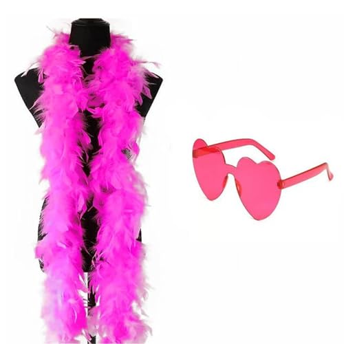Federboa, 1,8 m, bunte Federboa mit Herz-Sonnenbrille, zarter Federschal, Truthahnboa-Federn für Party, Weihnachten, Tanzaufführungen, Hochzeiten und Karnevalsfeiern, Rosenrot Federboa, 1,8 m, bunte Federboa mit Herz-Sonnenbrille, zarter Federschal, Truthahnboa-Federn für Party, Weihnachten, Tanzaufführungen, Hochzeiten und Karnevalsfeiern, Rosenrot von HshDUti