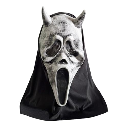 Halloween Horror Scream Maske, Geist Gesichtsmaske für Kinder und Erwachsene, Unisex, geeignet für Spukhäuser, Latexmaske, Halloween Vollkopf Maskerade Kostüm Cosplay Party Dekoration Requisiten Grau Halloween Horror Scream Maske, Geist Gesichtsmaske für Kinder und Erwachsene, Unisex, geeignet für Spukhäuser, Latexmaske, Halloween Vollkopf Maskerade Kostüm Cosplay Party Dekoration Requisiten Grau von HshDUti