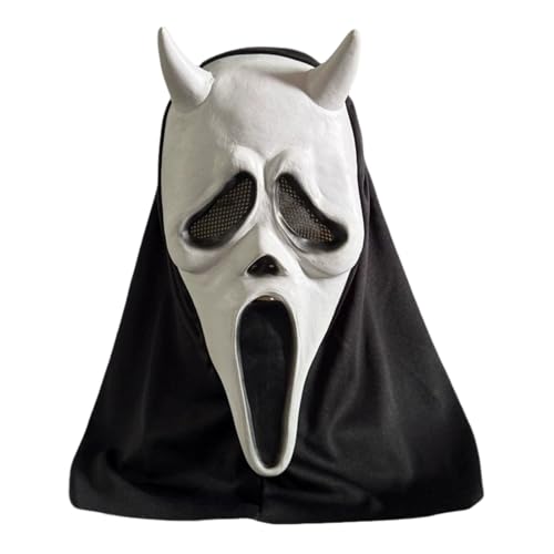 Halloween Horror Scream Maske, Geist Gesichtsmaske für Kinder und Erwachsene, Unisex, geeignet für Spukhäuser, Latexmaske, Halloween Vollkopf Maskerade Kostüm Cosplay Party Dekoration Requisiten Weiß Halloween Horror Scream Maske, Geist Gesichtsmaske für Kinder und Erwachsene, Unisex, geeignet für Spukhäuser, Latexmaske, Halloween Vollkopf Maskerade Kostüm Cosplay Party Dekoration Requisiten Weiß von HshDUti