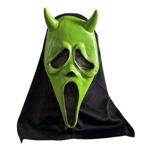 Halloween Horror Scream Maske, Geist Gesichtsmaske für Kinder und Erwachsene, Unisex, geeignet für Spukhäuser, Latexmaske, Halloween Vollkopf Maskerade Kostüm Cosplay Party Dekoration Requisiten Grün Halloween Horror Scream Maske, Geist Gesichtsmaske für Kinder und Erwachsene, Unisex, geeignet für Spukhäuser, Latexmaske, Halloween Vollkopf Maskerade Kostüm Cosplay Party Dekoration Requisiten Grün von HshDUti