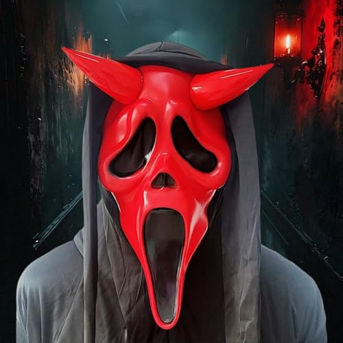 Halloween Horror Scream Maske, Geist Gesichtsmaske für Kinder und Erwachsene, Unisex, geeignet für Spukhäuser, Latexmaske, Halloween Vollkopf Maskerade Kostüm Cosplay Party Dekoration Requisiten Rot Halloween Horror Scream Maske, Geist Gesichtsmaske für Kinder und Erwachsene, Unisex, geeignet für Spukhäuser, Latexmaske, Halloween Vollkopf Maskerade Kostüm Cosplay Party Dekoration Requisiten Rot von HshDUti