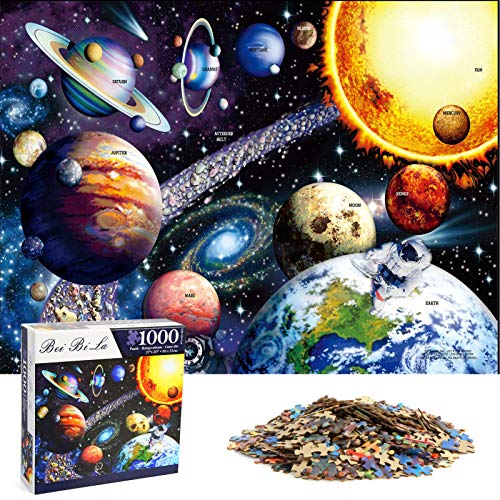HshDUti Puzzle 1000 Teile für Erwachsene Kinder, Bunt Planeten Sonnensystem Weltraum Muster Jigsaw Puzzlesets, Lernspielzeug Geschenk Puzzle für Weltraumforschung von HshDUti