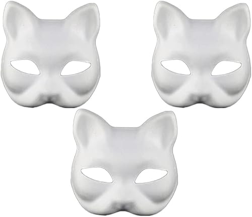 HshDUti Katzenmasken – 6 Stück DIY weißer Fuchs Katzengesicht blanko – handbemalte Persönlichkeitsmasken für Kinder und Erwachsene – Cosplay & Party HshDUti Katzenmasken – 6 Stück DIY weißer Fuchs Katzengesicht blanko – handbemalte Persönlichkeitsmasken für Kinder und Erwachsene – Cosplay & Party von HshDUti