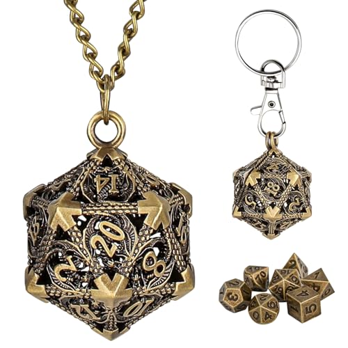 Hshenjhu DND Würfel Set, Mini DND Würfel Set mit Tragbarem Schlüsselanhänger, Halskette, für Rollenspiel Spiele Dungeons and Dragons, Kompakt Tragbar Dice Set für Reise Party Camping von Hshenjhu