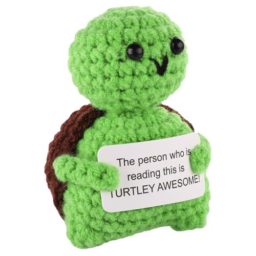 Hshenjhu Emotionale Unterstützung Kleine Schildkröte, 10 x 7 cm Pocket Hug Kleine Schildkröte, Crochet Doll with Positive Card, Pocket Hug Doll Geschenke für Mädchen Jungen Geburtstagsfeier Geschenk von Hshenjhu