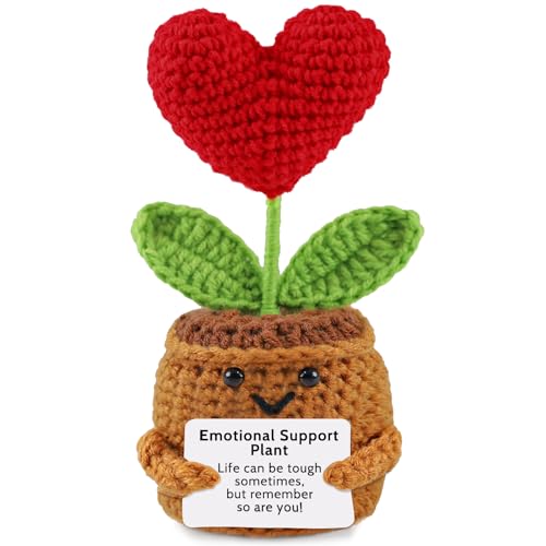 Hshenjhu Emotionale Unterstützung Liebe Topfpflanzen, 14.5 x 7 cm Pocket Hug Liebe Topfpflanzen, Crochet Doll with Positive Card, Pocket Hug Doll Geschenke für Mädchen Jungen Geschenk von Hshenjhu