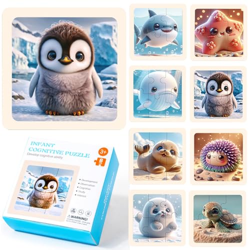 Hshenjhu Kinderpuzzle, Meerestiere Holzpuzzle für Kinder Set, Puzzle aus Holz mit je 6 Teilen, Spielzeug für Kinder, Tierpuzzle aus Holz Lernspielzeug Perfekt für Jungen und Mädchen ab 2 Jahren + Hshenjhu Kinderpuzzle, Meerestiere Holzpuzzle für Kinder Set, Puzzle aus Holz mit je 6 Teilen, Spielzeug für Kinder, Tierpuzzle aus Holz Lernspielzeug Perfekt für Jungen und Mädchen ab 2 Jahren + von Hshenjhu